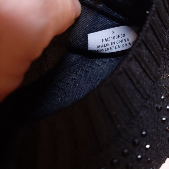 Alia Womens Size 8 Black Glitter Shoes Sparkle Studded Casual Slip On Sneakers - Picture 13 of 14